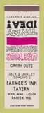 Matchbook Cover - Farmer's Inn Tavern Darien WI