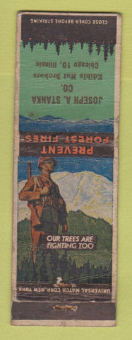 Matchbook Cover - Stanka Nut Brokers Chicago IL Prevent Forest Fires WORN