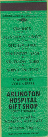 Matchbook Cover - Arlington VA Hospital Gift Shop green