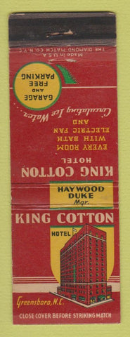 Matchbook Cover - King Cotton Hotel Greensboro NC