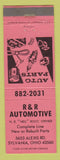 Matchbook Cover - R&R Auto Parts Sylvania OH WEAR