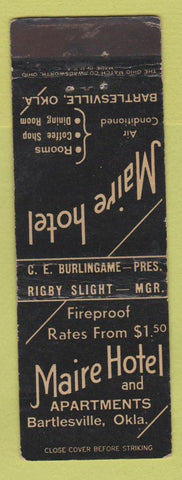 Matchbook Cover - Maire Hotel Bartlesville OK