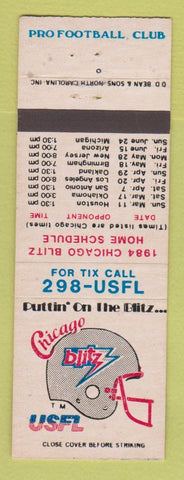 Matchbook Cover - Chicago Blitz USFL Schedule 1984 WEAR