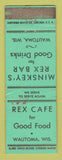 Matchbook Cover - Rex Cafe Bar Wautoma WI WEAR