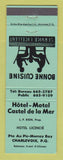 Matchbook Cover - Hotel Motel Castel de la Mer Charlevoix QC TEAL