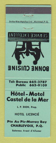 Matchbook Cover - Hotel Motel Castel de la Mer Charlevoix QC TEAL