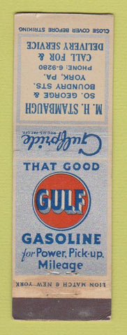Matchbook Cover - Gulf oil gas MH Stambaugh York PA