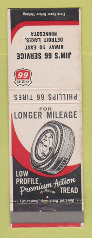 Matchbook Cover - Phillips 66 oil gas Jim's Detroit Lakes MN WEAR