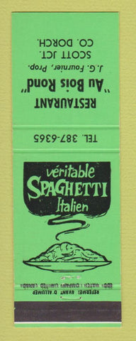 Matchbook Cover - Restaurant Au Bois Rond Scott Junction Dorch QC NEON GREEN