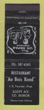 Matchbook Cover - Restaurant Au Bois Rond Scott Junction Dorch QC BLACK