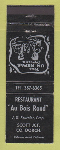 Matchbook Cover - Restaurant Au Bois Rond Scott Junction Dorch QC BLACK