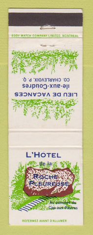 Matchbook Cover - L Hotel de la Roche Pleureuse Charlevoix QC