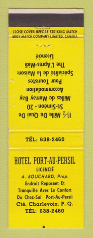 Matchbook Cover - Hotel Port Au Persil Charlevoix QC WEAR