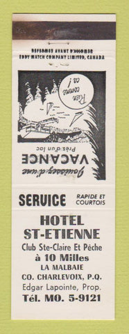 Matchbook Cover - Hotel St Etienne Charlevoix QC