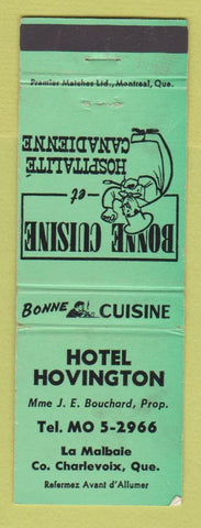 Matchbook Cover - Hotel Hovington Charlevoix QC WEAR