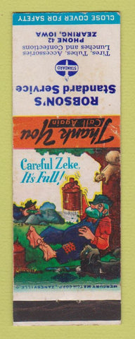 Matchbook Cover - Standard oil gas Robson's Zearing IA hillbilly