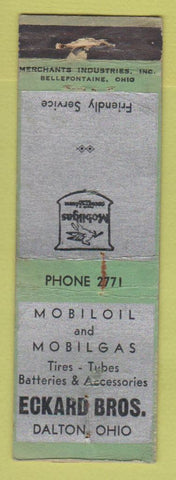 Matchbook Cover - Mobil oil gas Eckard Bros Dalton OH WORN