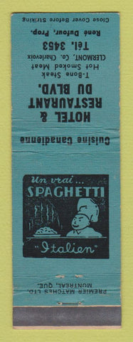 Matchbook Cover - Hotel Restaurant Du Blvd Charlevoix QC