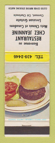 Matchbook Cover - Restaurant Chez Jeannine Charlevoix QC