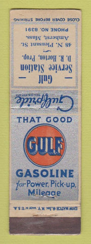 Matchbook Cover - Gulf oil gas Amherst MA