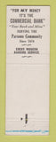 Matchbook Cover - Parsons Commercial Bank Parsons KS
