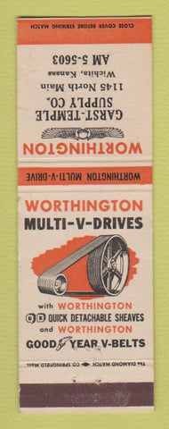 Matchbook Cover - Worthing V Drives Garst Temple Wichita KS