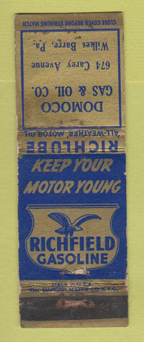 Matchbook Cover - Richfield oil gas Domoco Wilkes Barre PA WORN