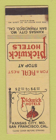 Matchbook Cover - Pickwick Hotels Kansas City MO San Francisco CA WEAR