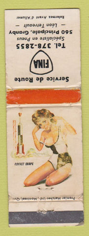 Matchbook Cover - Fina oil gas Service de Route Granby QC pinup WORN