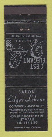 Matchbook Cover - Salon Edgar Lehoux St Marie QC WEAR