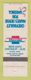 Matchbook Cover - Chevrolet Gene Mota Oldsmobile Palmer MA