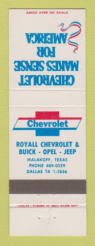 Matchbook Cover - Chevrolet Royall Buick Opel Jeep Malakoff TX