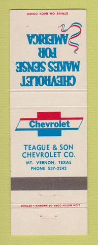 Matchbook Cover - Chevrolet Teague & Son Mount Vernon TX