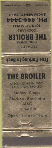 Matchbook Cover - The Broiler Restaurant Sacramento CA