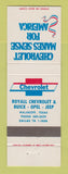 Matchbook Cover - Chevrolet Royall Buick Opel Jeep Malakoff TX
