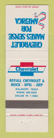 Matchbook Cover - Chevrolet Royall Buick Opel Jeep Malakoff TX