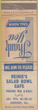 Matchbook Cover - Heinie's Salad Bowl Cafe Greenup IL WORN