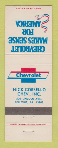 Matchbook Cover - Chevrolet Nick Corsello Bellevue PA