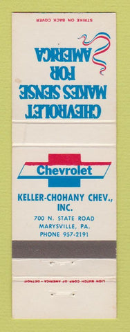 Matchbook Cover - Chevrolet Keller Chohany Marysville PA