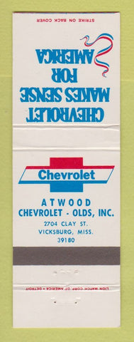 Matchbook Cover - Chevrolet Atwood Oldsmobile Vicksburg MS