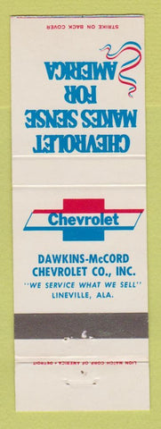 Matchbook Cover - Chevrolet Dawkins McCord Lineville AL