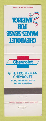 Matchbook Cover - Chevrolet GH Froderman Riley IN