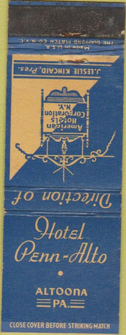Matchbook Cover - Hotel Penn-Alto Altoona PA