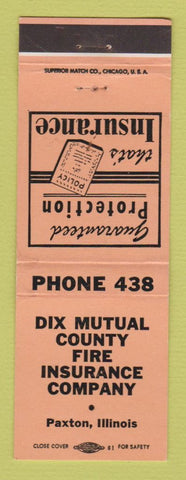Matchbook Cover - Dix Mutual Country Fire Insurance Paxton IL