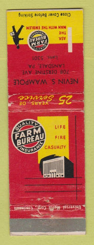 Matchbook Cover - Farm Bureau Insurance Nevin Wampole Lansdale PA WEAR