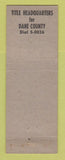 Matchbook Cover - Dane County Title Insurance Madison WI WEAR