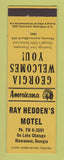 Matchbook Cover - Ray Hedden's Motel Hiawassee GA Perkins Americana YELLOW