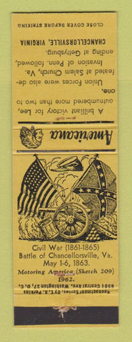 Matchbook Cover - Chancellorsville VA Civil War Perkins Americana YELLOW