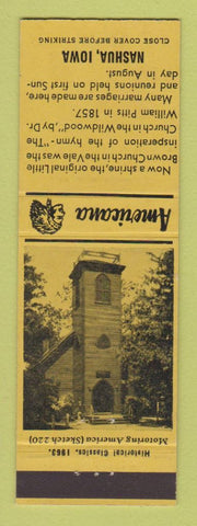 Matchbook Cover - Little Brown Church Nashua IA Perkins Americana YELLOW