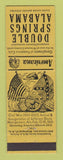 Matchbook Cover - Cafe Double Springs AL Civil War Perkins Americana YELLOW